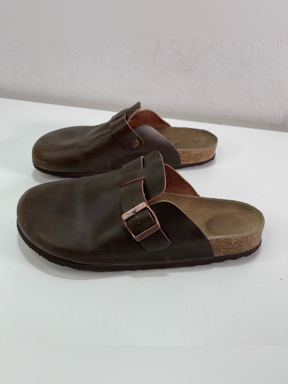 Project Cloud Women's 9 Brown Leather Clog Mules Buckle Comfort Shoes Preppy